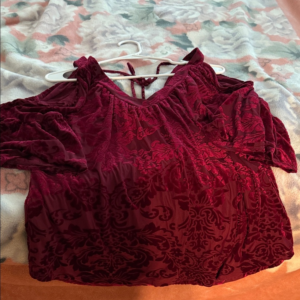 Luxurious Velvet Burgundy Blouse